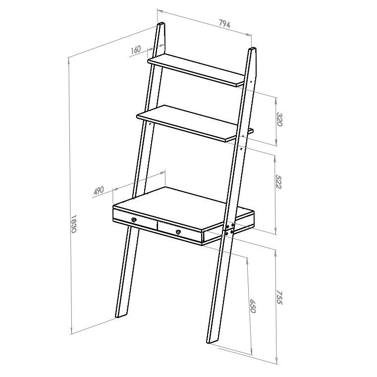 Leno ladderplank - Bezemer geel, 79x49x183cm, FSC gecertificeerd