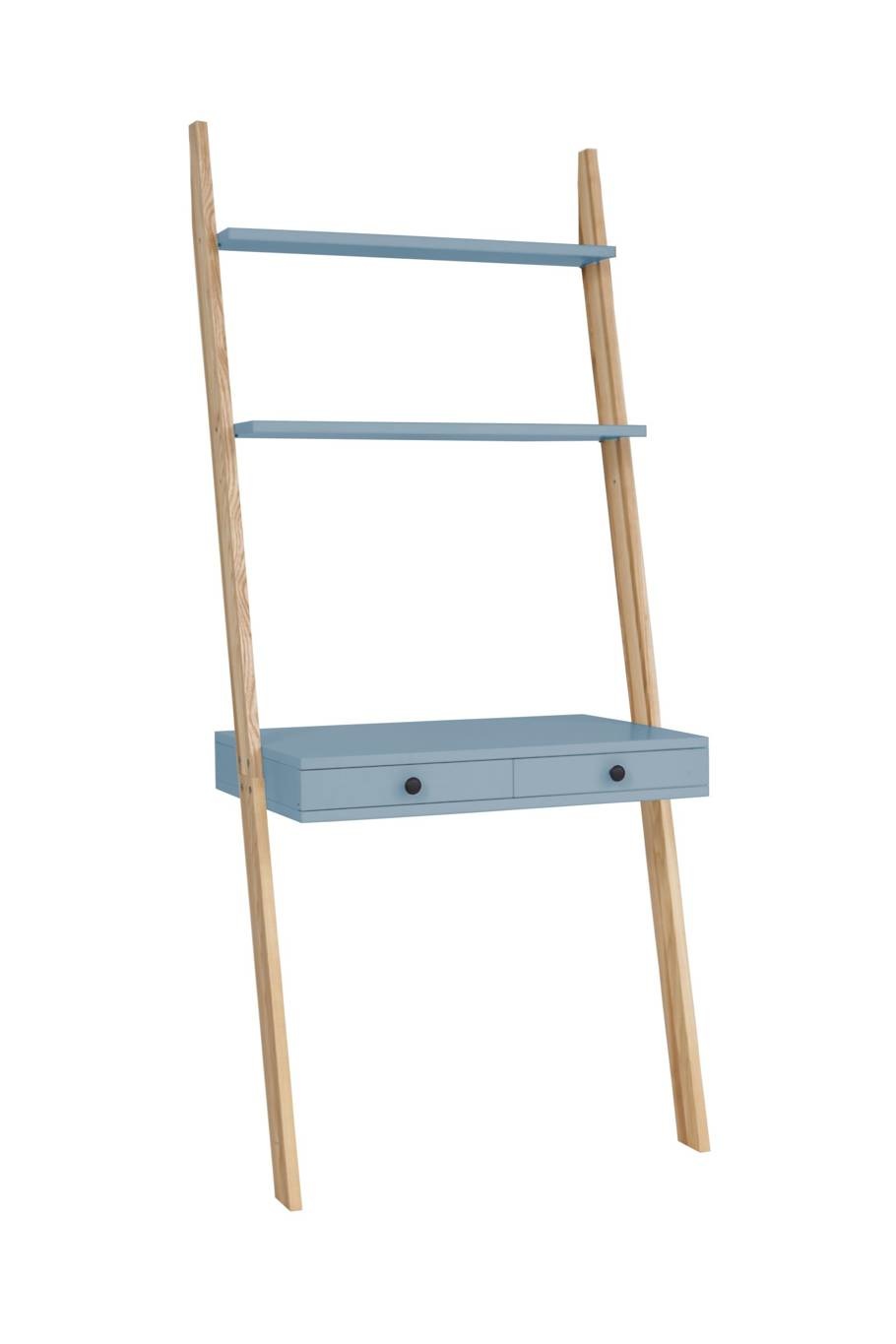 Leno Ladderrek Bureau in Zacht Blauw - 79x49x183cm - FSC Gecertificeerd en 2 Lades