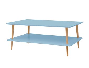 Lage salontafel Koro - zacht blauw, 110x70x45cm, beukenhout & MDF