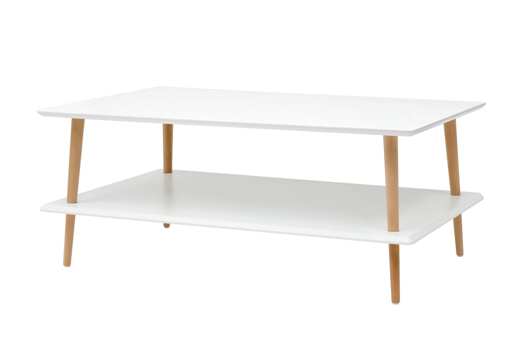 Lage salontafel Koro, witte kleur, 110x70x45cm, Beukenhout & gelamineerd MDF, FSC gecertificeerd