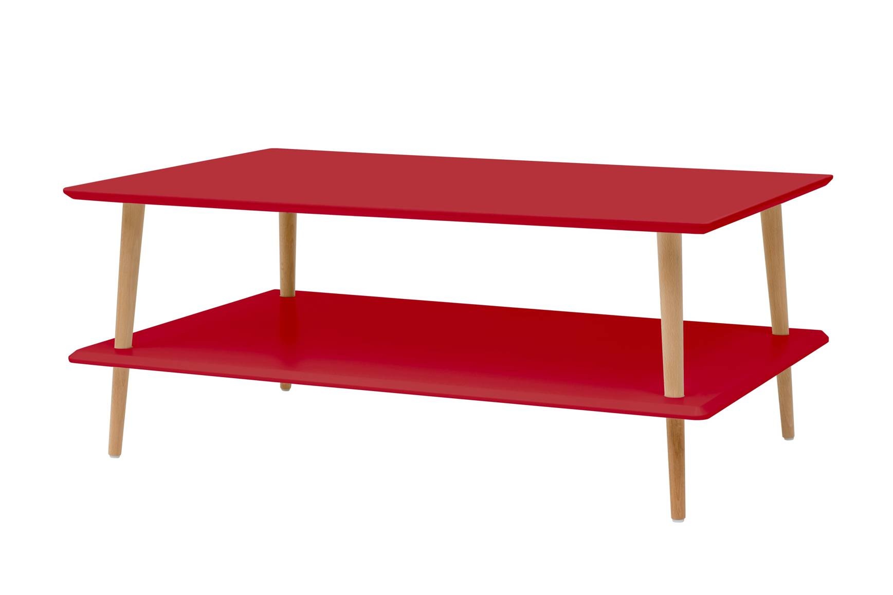 Lage salontafel Koro, rood (zuiver rood), 110x70cm, beukenhout & MDF, FSC-gecertificeerd