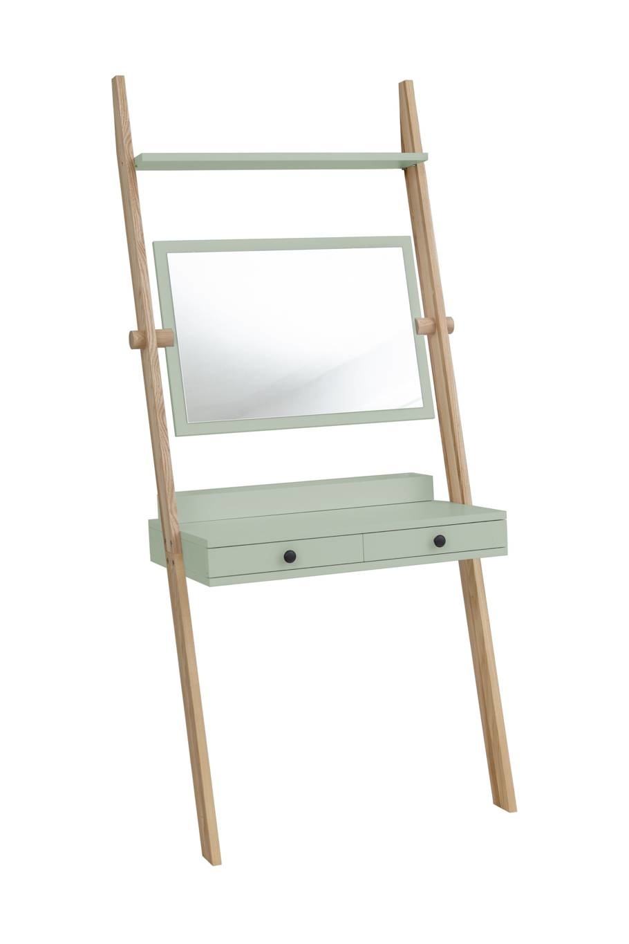 Leno leunende kaptafel in saliegroen met spiegel - 79x49x183 cm