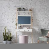 Leno Roze Leunende Kaptafel | 79cm Breed | Spiegel 63x42cm | FSC100% & FSCMIX Gecertificeerd