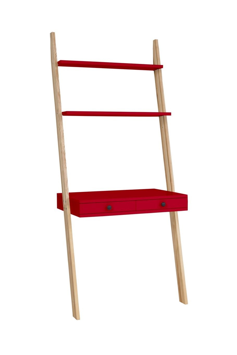Leno ladderrek bureau | Rood essenhout & MDF | FSC gecertificeerd | 2 lades
