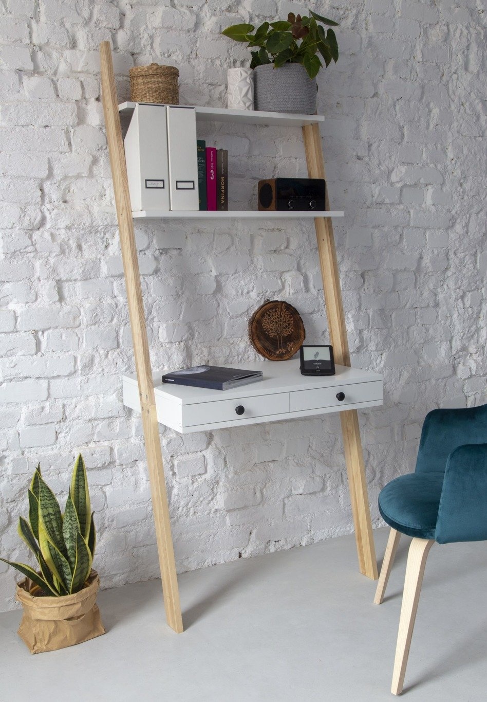 Leno ladderrek bureau | Rood essenhout & MDF | FSC gecertificeerd | 2 lades