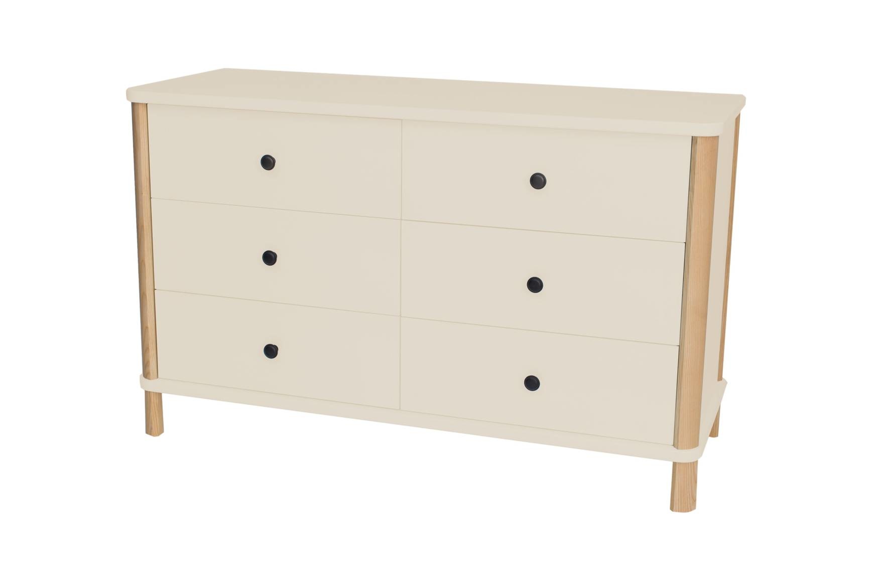 Ladekast Ashme | 6 lades | Hoogte 70 cm | Breedte 114 cm | Diepte 45 cm | Essenhout & MDF