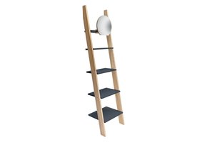 Ladderplank Ashme in Grafiet - 5 planken, 180cm hoogte, Essenhout & MDF, FSC certificering.