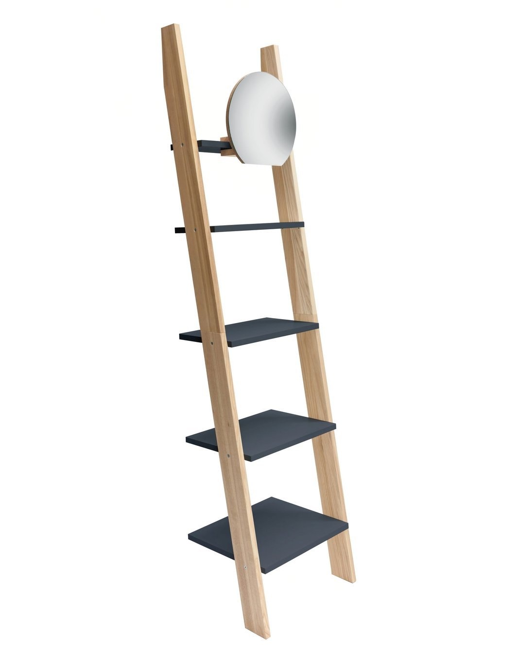 Ladderplank Ashme in Grafiet - 5 planken, 180cm hoogte, Essenhout & MDF, FSC certificering.