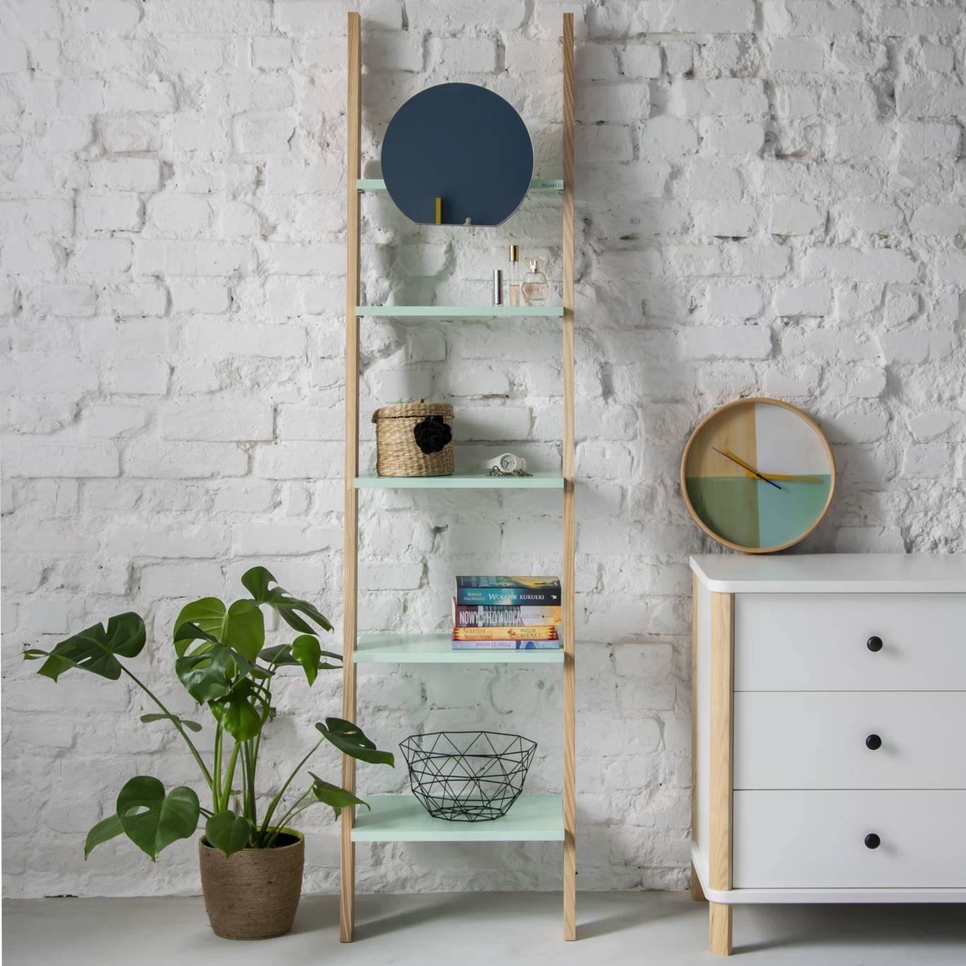 Ladderplank Ashme in Grafiet - 5 planken, 180cm hoogte, Essenhout & MDF, FSC certificering.
