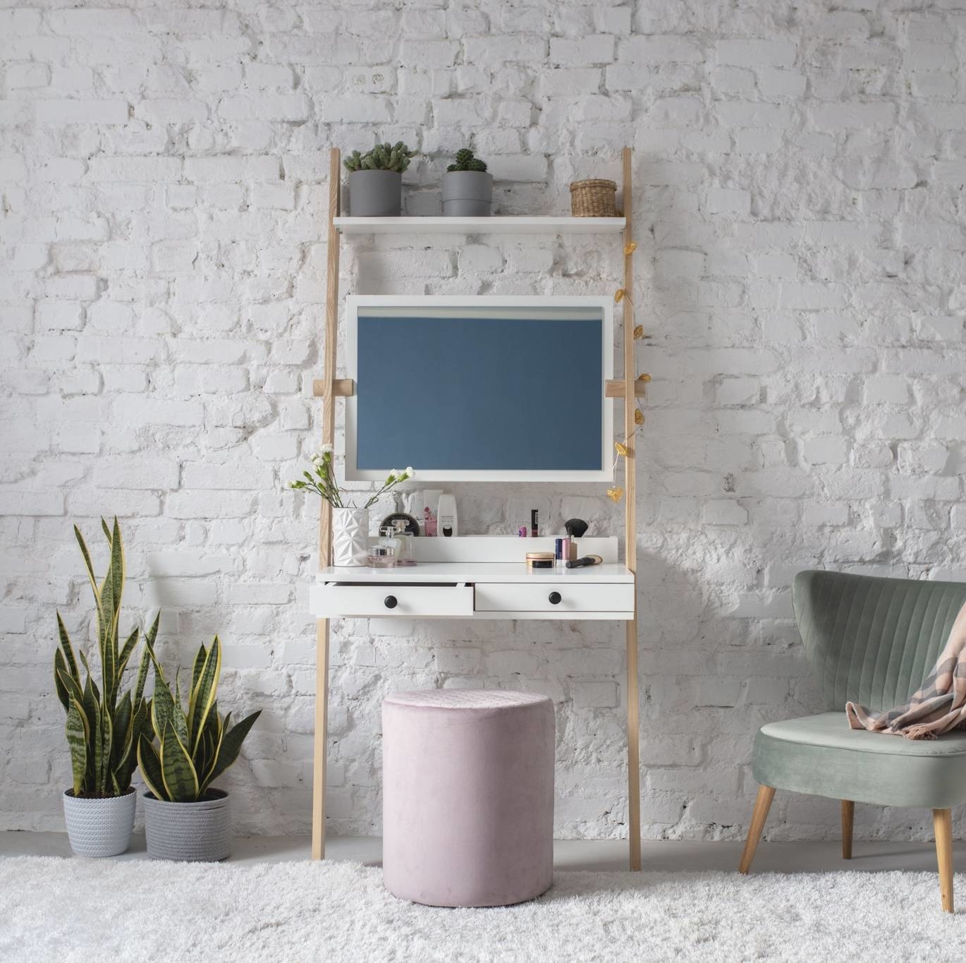 Leno Leunende Kaptafel | Wit | 79cm x 49cm x 183cm | Essenhout & MDF