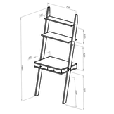 Leno ladderrek in donkergrijs essenhout | 2 lades | 183cm