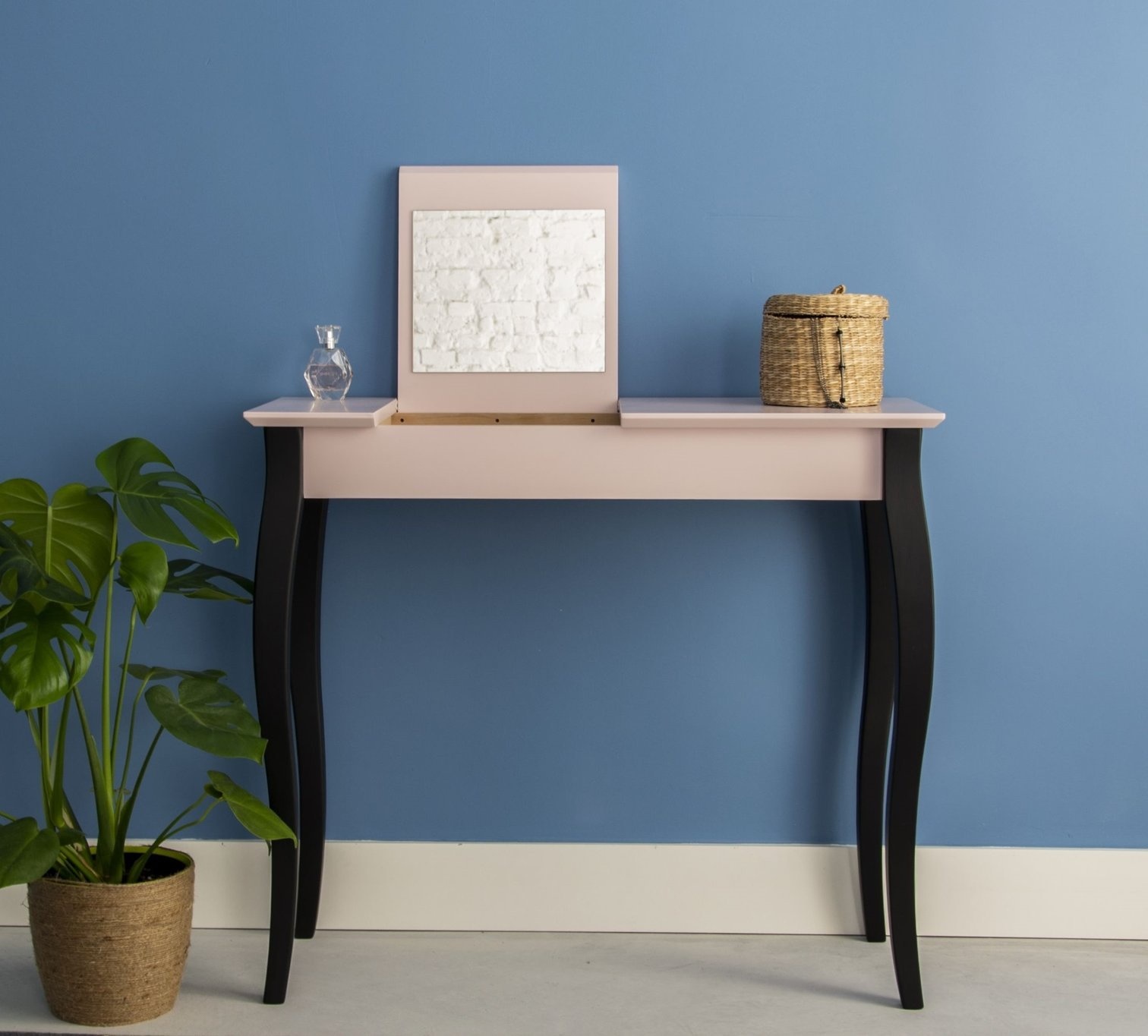 Lillo roze kaptafel - 85cm breedte, met zwarte poten