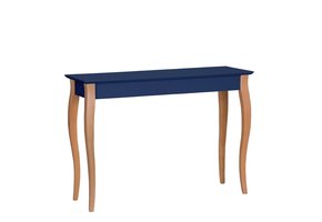 Liilo Bijzettafel, Marineblauw met Beukenhouten Blad en Witte Poten, 105x35x74 cm