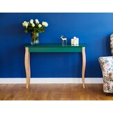 Lillo Bijzettafel in Zeegroen met natuurlijke beukenhouten poten - 105x35x74cm