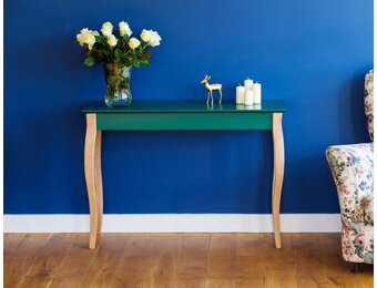 Lillo Bijzettafel in Zeegroen met natuurlijke beukenhouten poten - 105x35x74cm