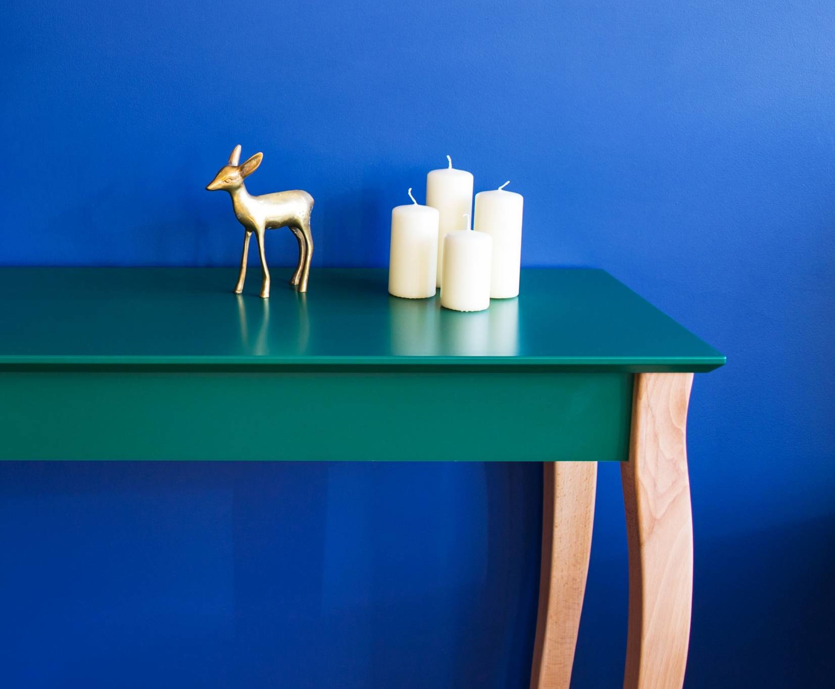 Lillo Bijzettafel in Zeegroen met natuurlijke beukenhouten poten - 105x35x74cm