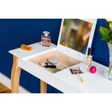 Lillo kaptafel in krijtwit met natuurlijk beukenhouten poten - 105x35x74 cm