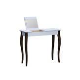 Lillo Kaptafel - Lichtgrijs met Zwart Poten | 85cm Breedte en Spiegel van 22cm x 20cm