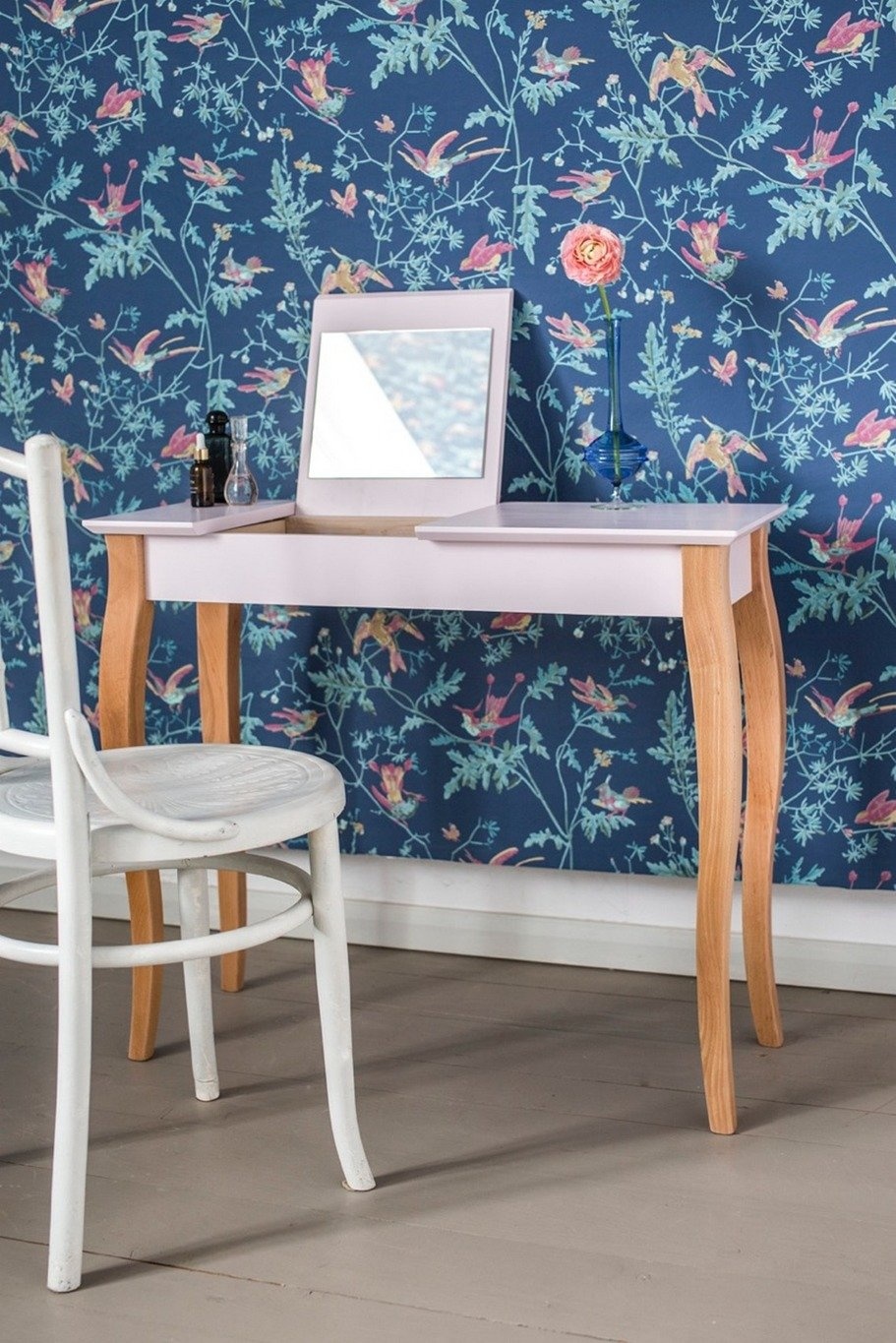 Lillo lichtgrijze kaptafel 105x35x74cm | Beukenhouten poten | FSC-gecertificeerd