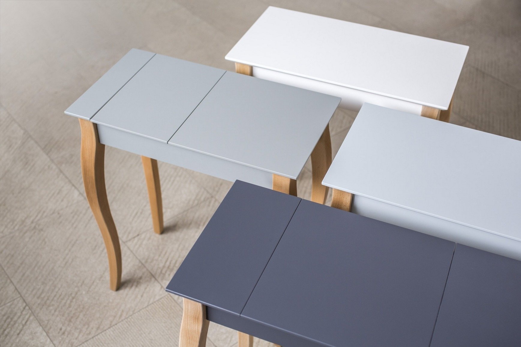 Lillo lichtgrijze kaptafel 105x35x74cm | Beukenhouten poten | FSC-gecertificeerd