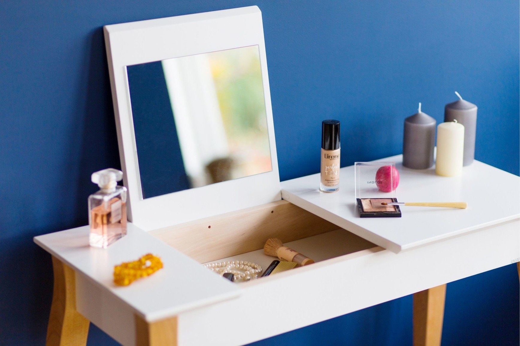 Lillo Kaptafel - Petrolblauw, 85x35x74 cm, beukenhout, FSC gecertificeerd