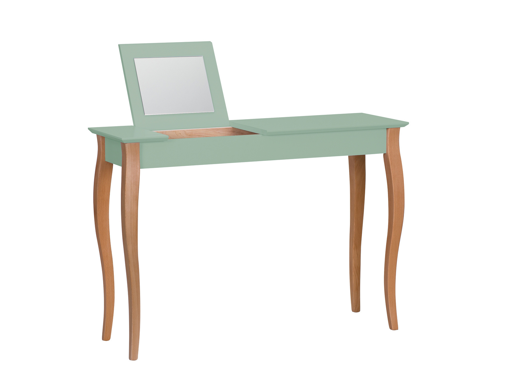 Lillo kaptafel in saliegroen met natuurlijke beukenhouten poten - 105x35x74cm