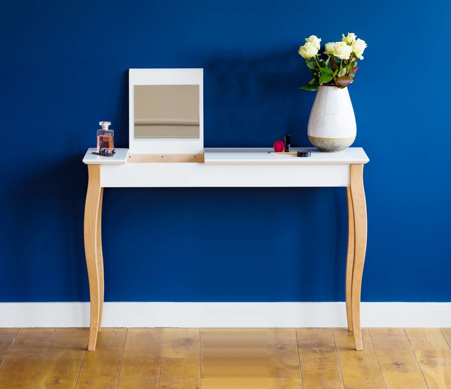 Lillo kaptafel in saliegroen met natuurlijke beukenhouten poten - 105x35x74cm