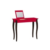 Lillo rood kaptafel 85cm breed, zwarte poten, met 22x20 cm spiegel.