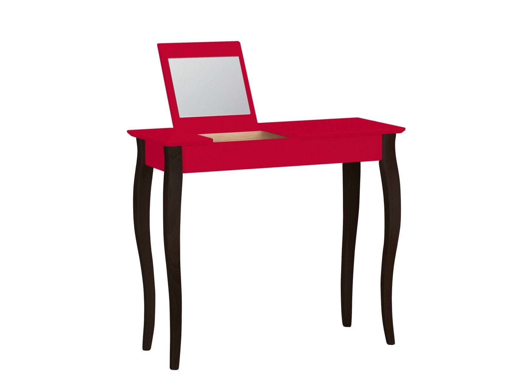 Lillo rood kaptafel 85cm breed, zwarte poten, met 22x20 cm spiegel.
