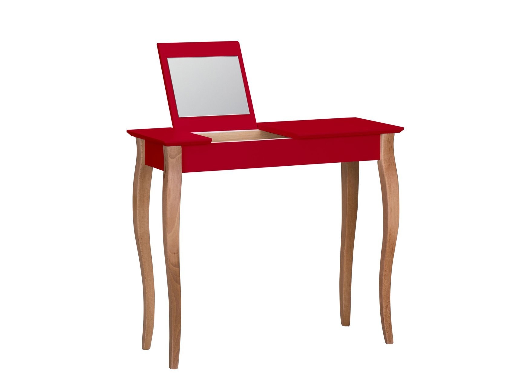 Lillo rood kaptafel met spiegel en opberger - 85x35x74cm, FSC100% & FSCMIX
