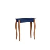 Lillo schrijftafel - 65cm breed, marineblauw, 1 lade, natuurlijk beukenhouten poten