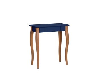 Lillo schrijftafel - 65cm breed, marineblauw, 1 lade, natuurlijk beukenhouten poten