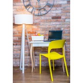 Lillo schrijftafel - 65cm breed, marineblauw, 1 lade, natuurlijk beukenhouten poten