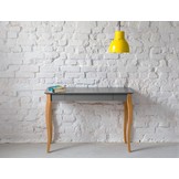 Lillo schrijftafel - 65cm breed, marineblauw, 1 lade, natuurlijk beukenhouten poten