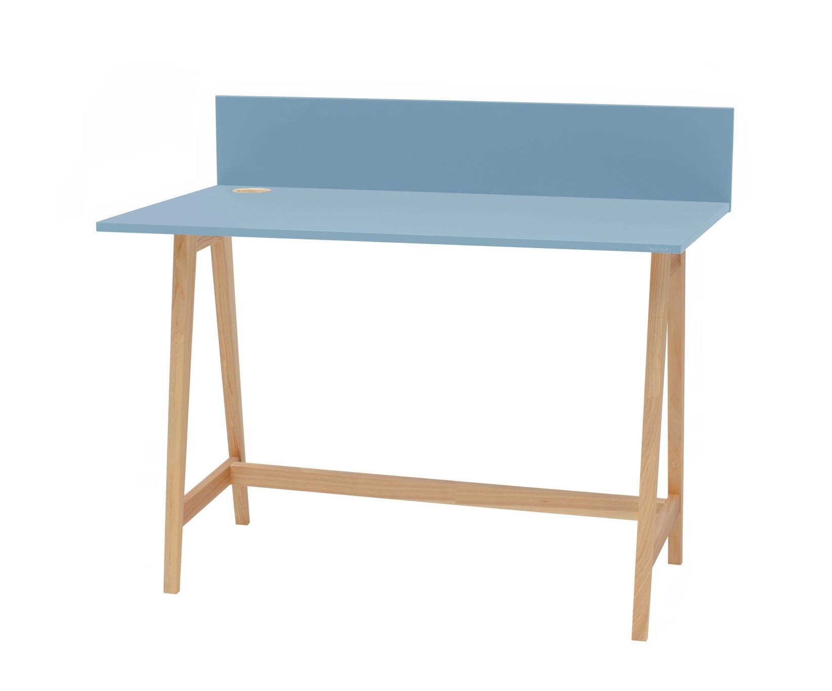 Luka Bureau | Essenhouten poten | Zacht blauw | 110cm breed | Geen lade