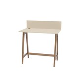 Luka bureau in Bruin Beige met Eiken poten - 85 cm breed, zonder lade