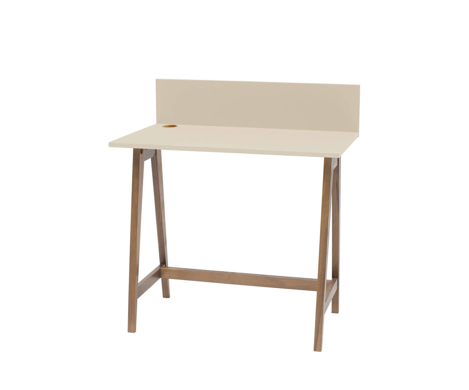 Luka bureau in Bruin Beige met Eiken poten - 85 cm breed, zonder lade
