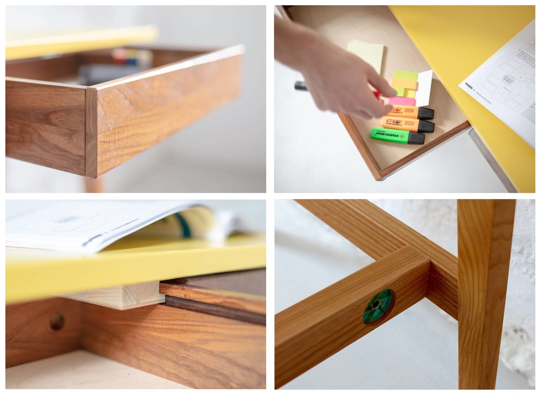 Luka Bruin Beige Hoekbureau | Essenhout & MDF | Eiken poten | FSC gecertificeerd