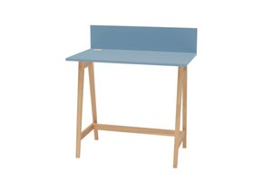 Luka Bureau | 85cm breed, Zachtblauw, Essenhout poten