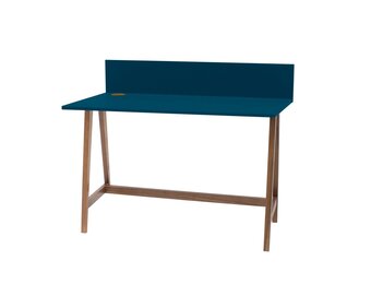 Luka Bureau - Petrolblauw, 110cm breed, eiken poten, FSC gecertificeerd