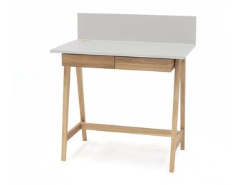 Luka Bureau | Lichtgrijs essenhouten poten & lade | FSC gecertificeerd