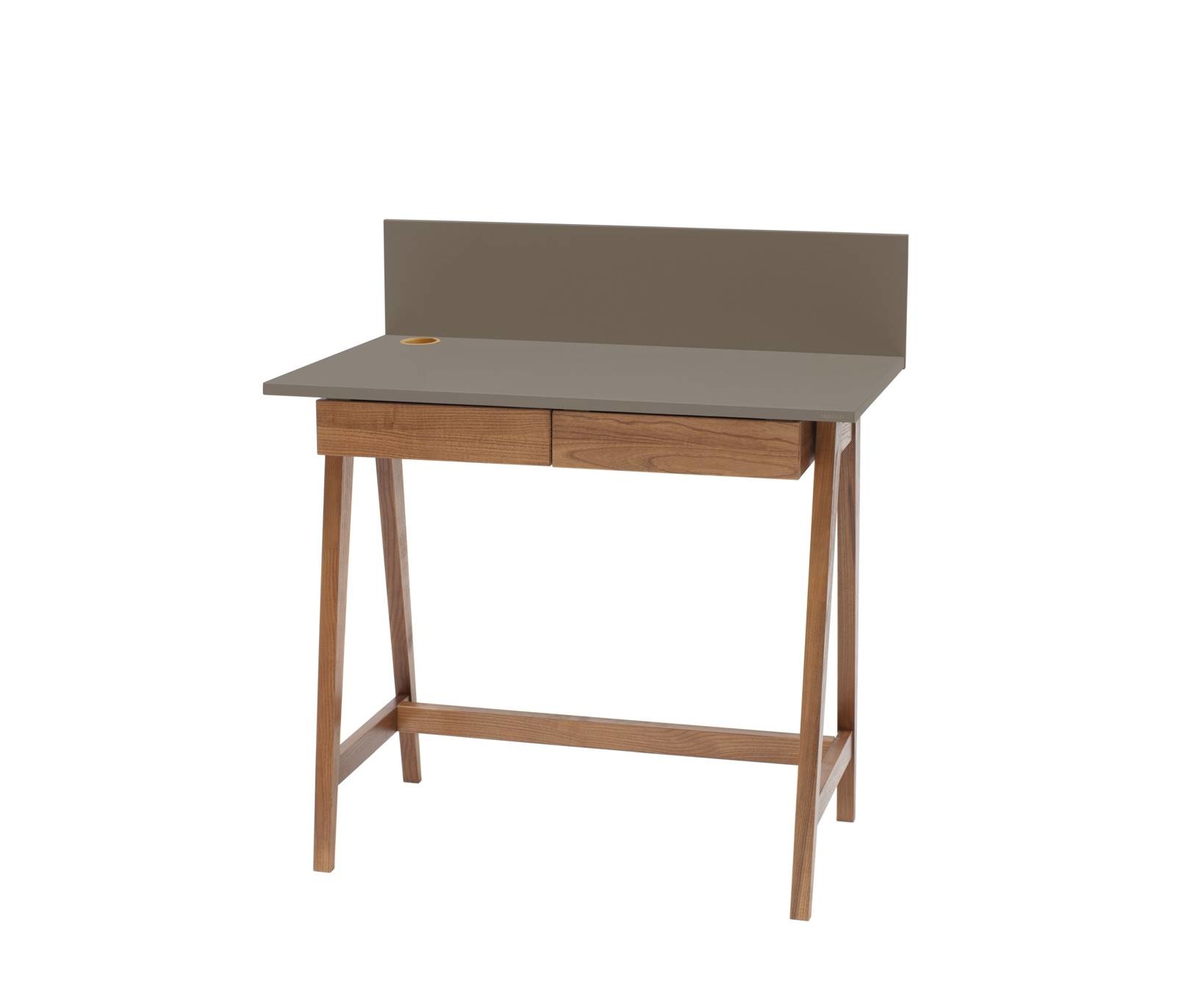 Luka beverbruin bureau - met eiken poten en 2 lades (85x50x75cm)