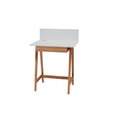 Luka bureau lichtgrijs 65cm breed met eiken poten & 1 lade, FSC-gecertificeerd.