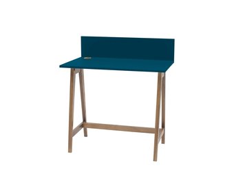 Luka desk - 85cm wide, petrol blue with oak legs - FSC certified