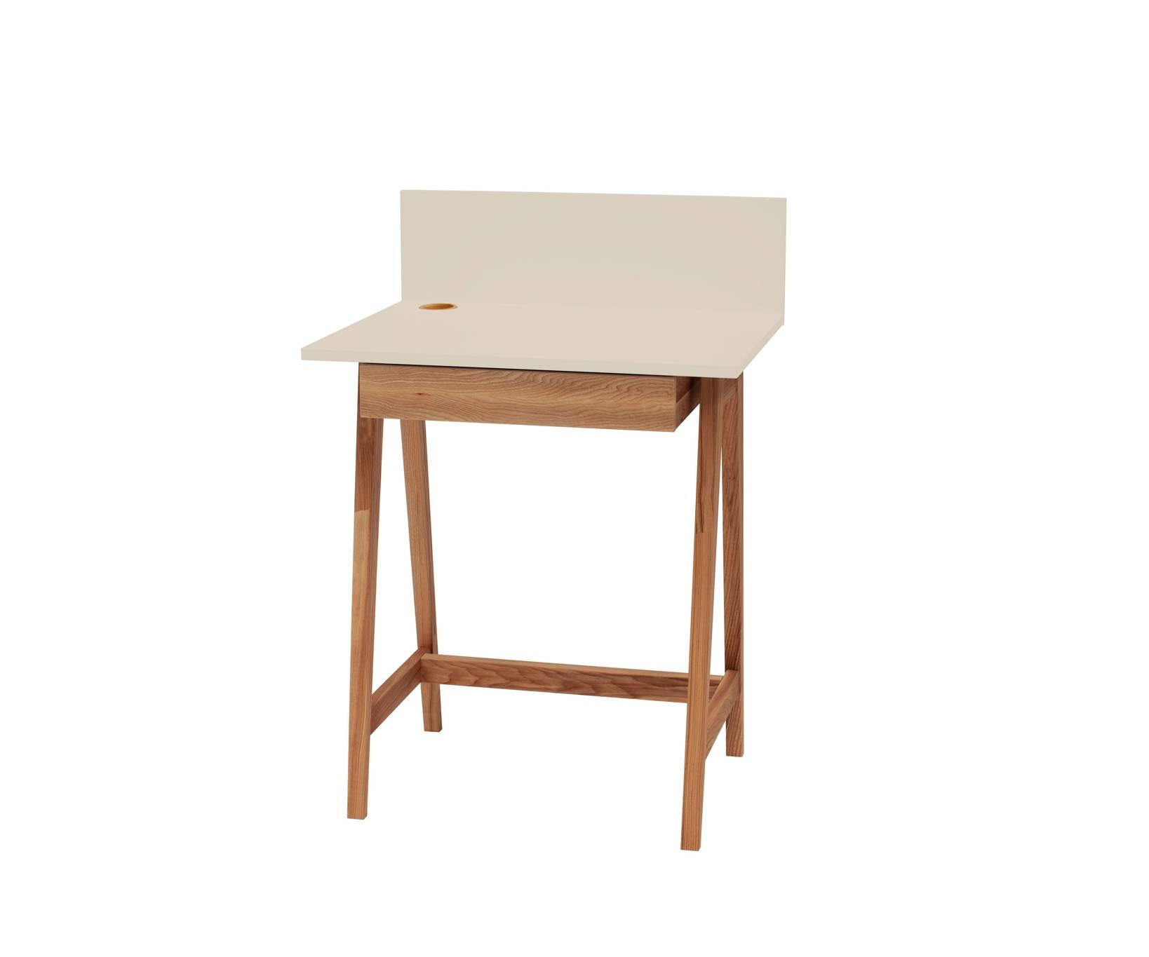 Luka bureau, 1 lade, eiken poten, 65x50x75cm, essenhout & MDF, FSC-certificering