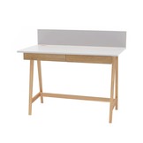 Luka bureau | Lichtgrijs | Essenhouten poten | 110 cm breed | Met lades