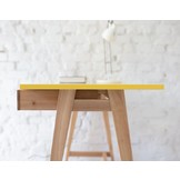 Luka bureau | Lichtgrijs | Essenhouten poten | 110 cm breed | Met lades