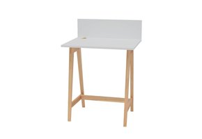 Luka Bureau in lichtgrijs met essenhouten poten | 65x75x50 cm | FSC-gecertificeerd