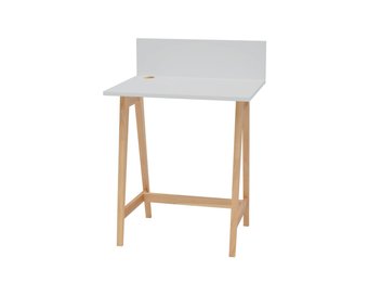 Luka Bureau in lichtgrijs met essenhouten poten | 65x75x50 cm | FSC-gecertificeerd