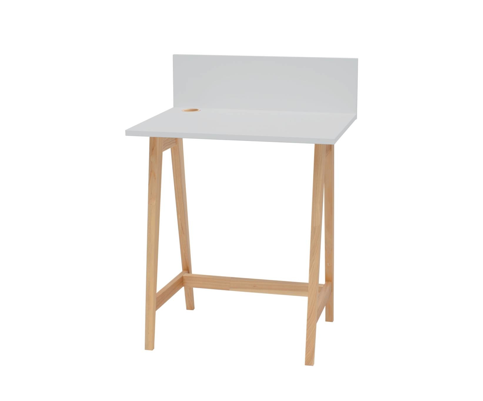 Luka Bureau in lichtgrijs met essenhouten poten | 65x75x50 cm | FSC-gecertificeerd